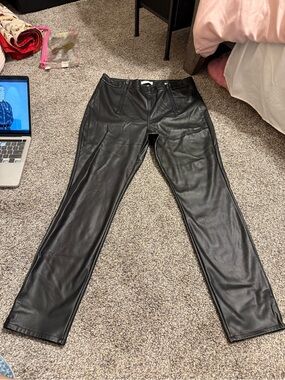 sofia by sofia vergara Black Faux Leather Straight-Leg Jeans